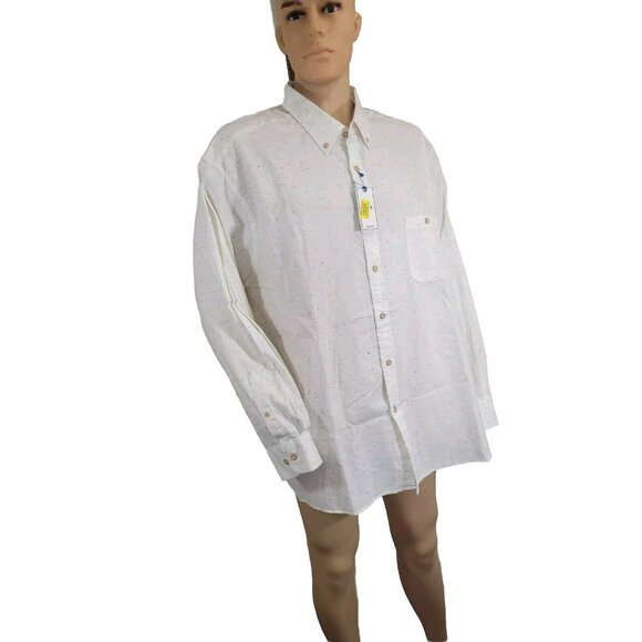 Rowm Mens Speckled Button-Down Shirt size 4XB White Long Sleeve 99% Cotton - Picture 5 of 7